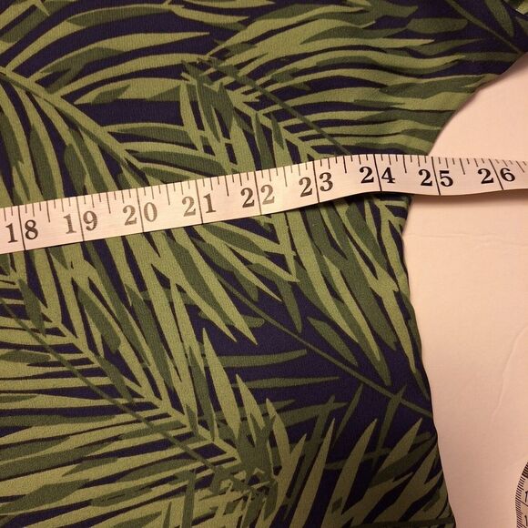 Bonworth Womens Pullover Top Size L Green Blue Palm Leaf Ruffle Sleeve and Hem - Picture 11 of 12